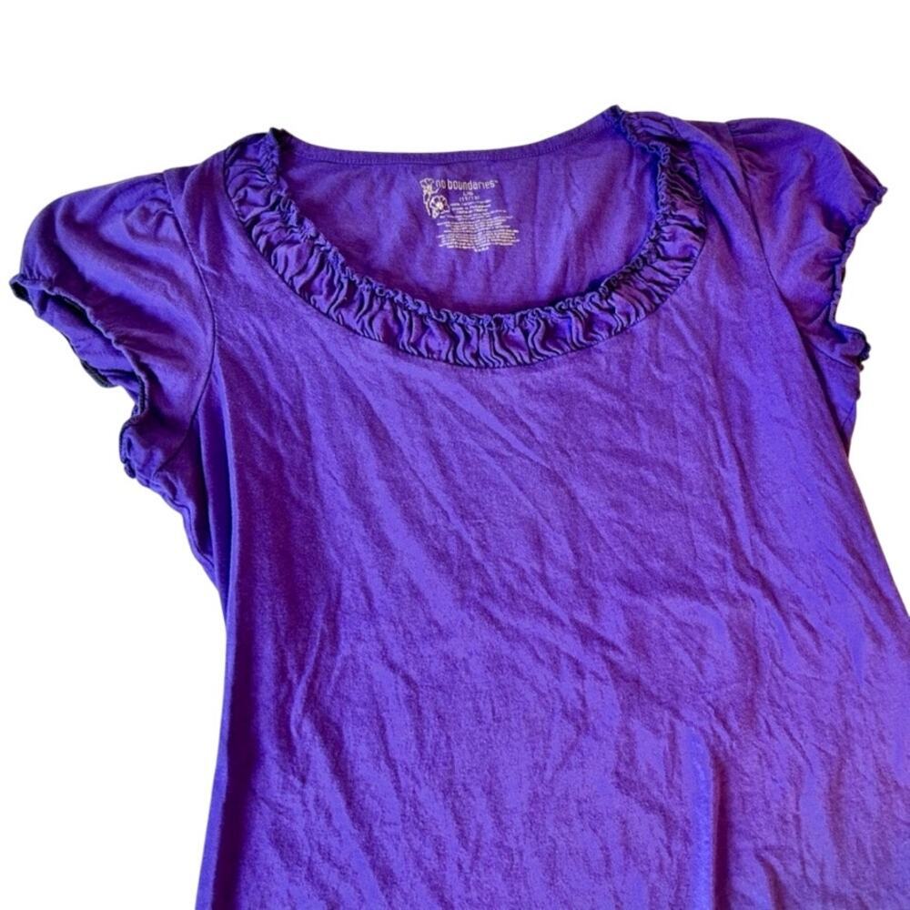 90s Y2K Style Purple Ruffle Scoop Neck Cap Sleeve Feminine Fairy Women's Large - Picture 4 of 10